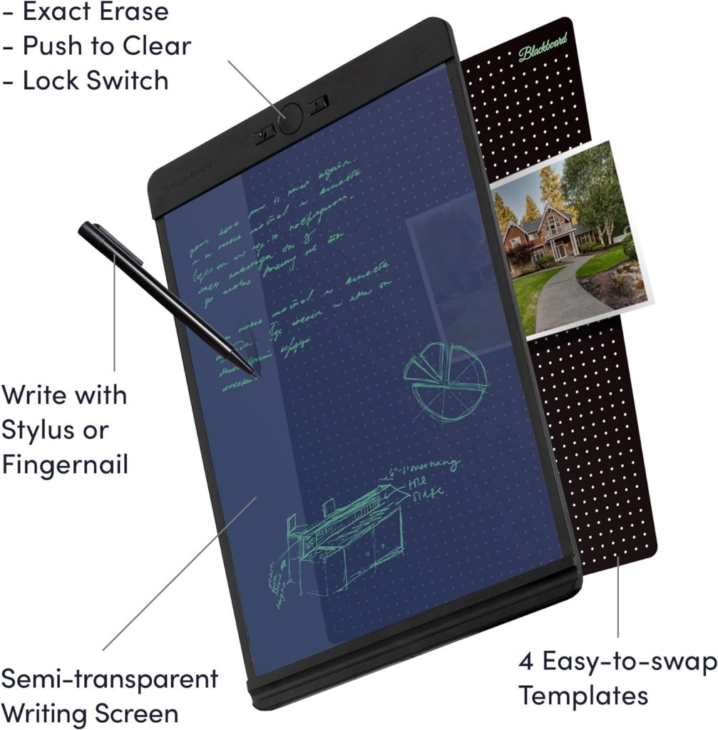 Boogie Board Blackboard Smart Scan Reusable Notebook, Letter Size Writing Tablet with Stylus for Home, College Studying, and Office, Authentic and Original (8.5” x 11”)