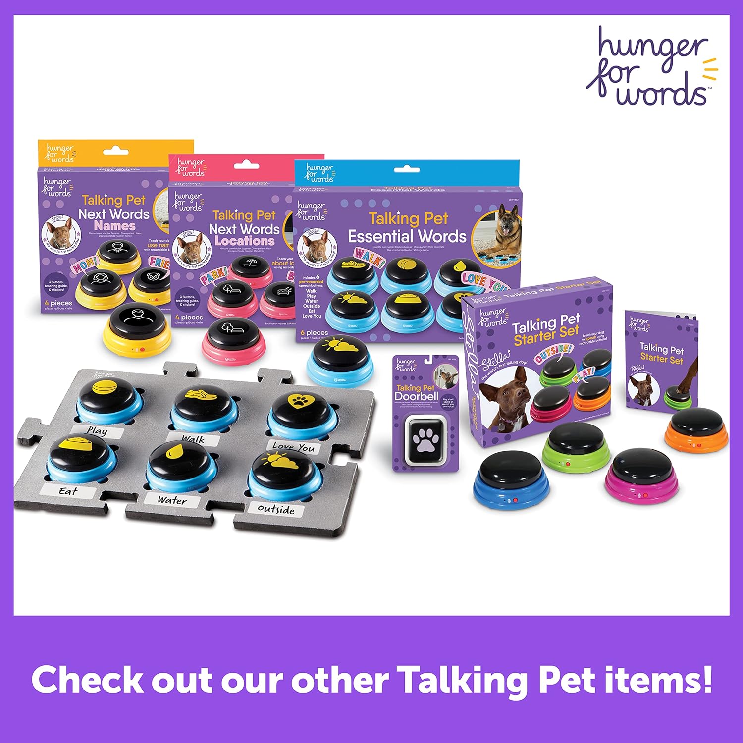 Hunger for Words Talking Pet Essential Words Button Set (6-Pieces)