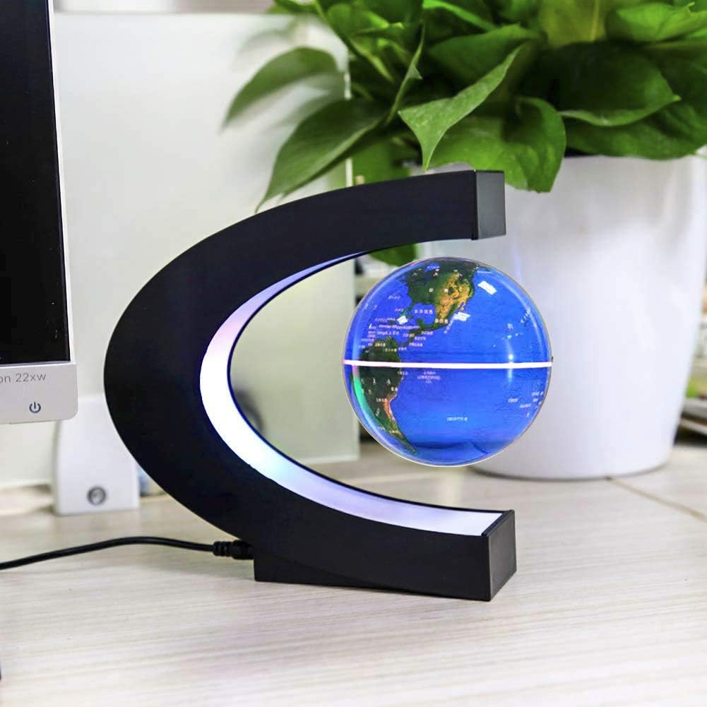 Magnetic Levitating Globe with LED Light, MOKOQI Cool Tech Gift for Men Father Boys, Birthday Gifts for Kids, Floating Globes World Desk Gadget in Office Home Decor