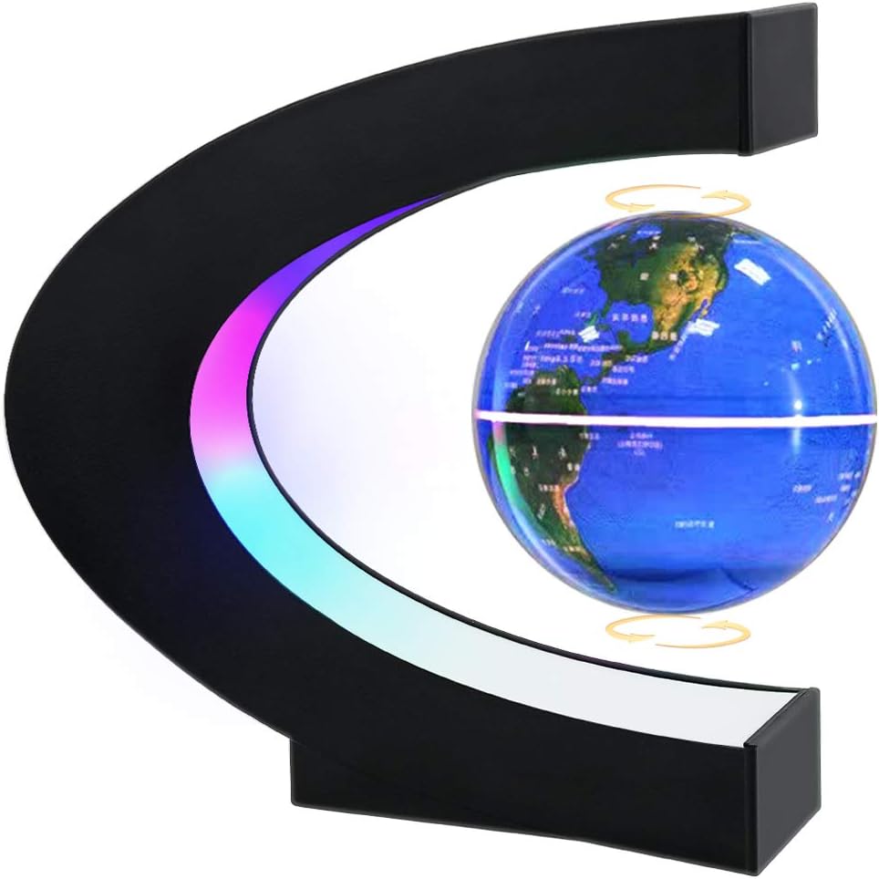 Magnetic Levitating Globe with LED Light, MOKOQI Cool Tech Gift for Men Father Boys, Birthday Gifts for Kids, Floating Globes World Desk Gadget in Office Home Decor