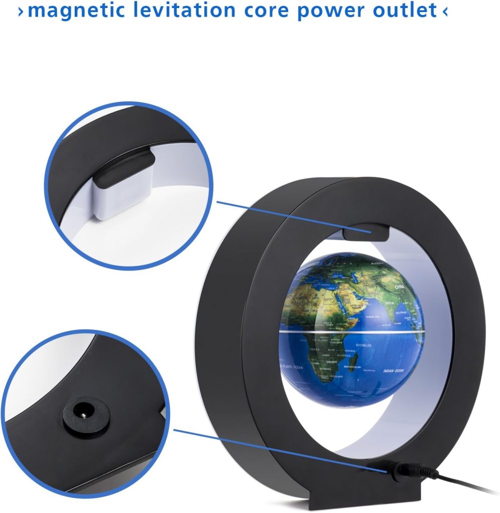 Senders Floating Globe With LED Lights Magnetic Levitation Floating Globe World Map for Desk Decoration (Blue)