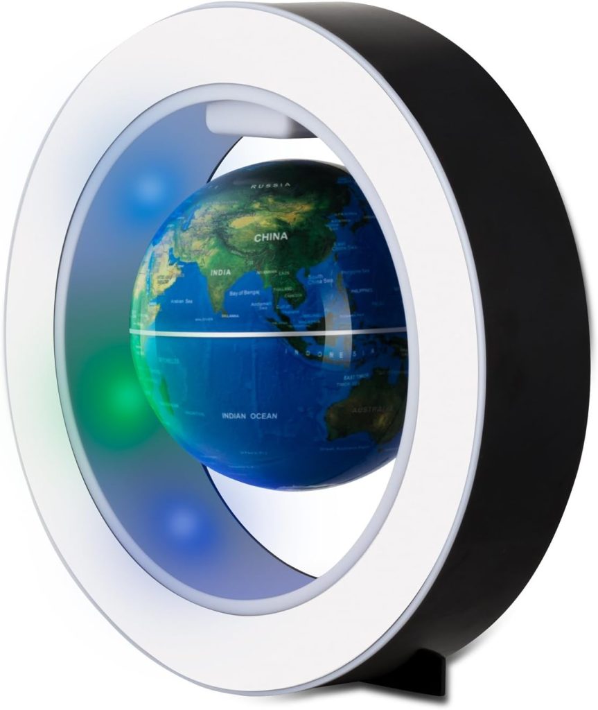 Senders Floating Globe With LED Lights Magnetic Levitation Floating Globe World Map for Desk Decoration (Blue)