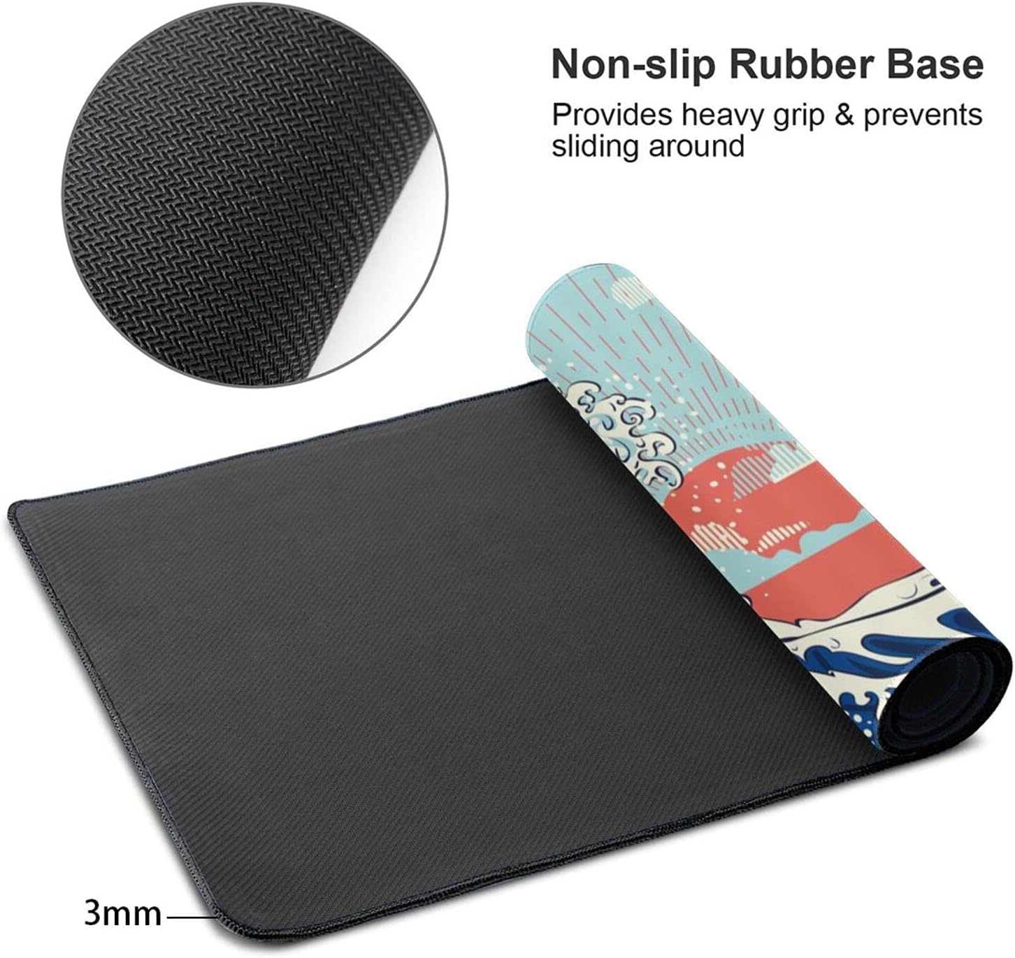 Black and White Cherry Blossom Gaming Mouse Pad XL, Extended Large Mouse Mat Desk Pad, Stitched Edges Mousepad, Long Nonslip Rubber Base Mice Pad, 31.5 X 11.8 Inch