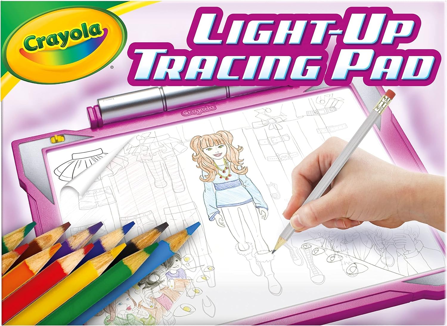 Crayola Light-up Tracing Pad, Pink Tablet, Colouring Board for Kids, Light Box with Bright LEDs, Easy Tracing with Included Tools!
