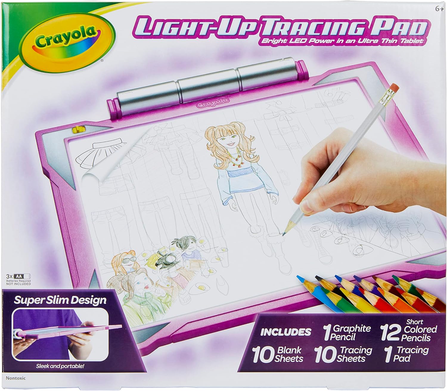 Crayola Light-up Tracing Pad, Pink Tablet, Colouring Board for Kids, Light Box with Bright LEDs, Easy Tracing with Included Tools!