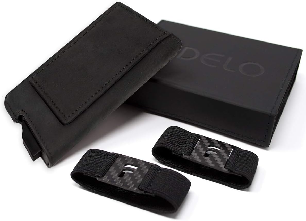 FIDELO Minimalist Wallet for Men - Slim Credit Card Holder RFID Mens Wallets with Leather Case