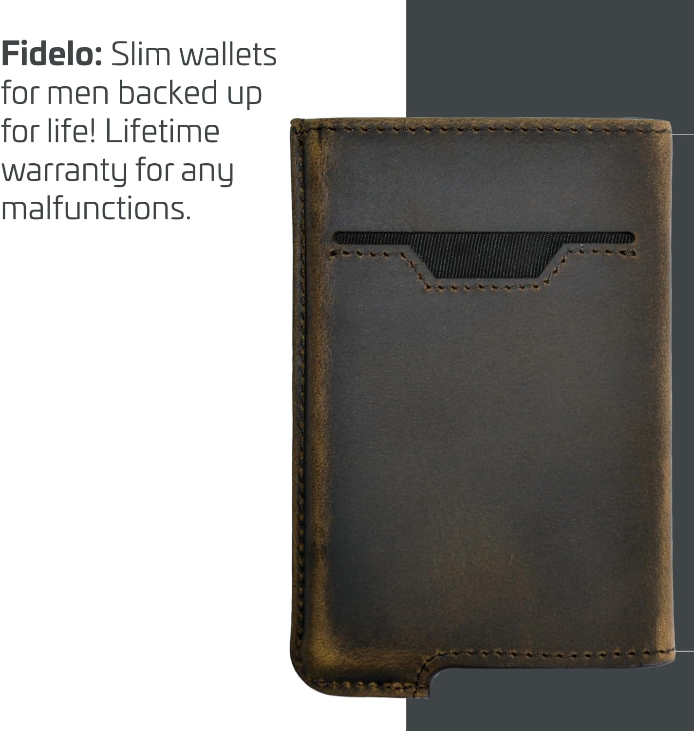 FIDELO Minimalist Wallet for Men - Slim Credit Card Holder RFID Mens Wallets with Leather Case