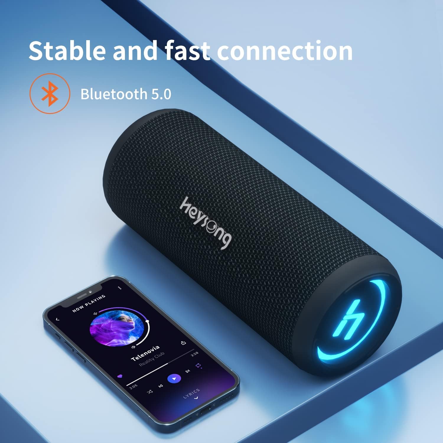 HEYSONG Bluetooth Speaker, Waterproof Portable Wireless Bluetooth Speakers with Led Light, 20W Loud Sound, TF Card, USB Playback, Pool Accessories for Kayak, Boat, Outdoor, Camping, Gifts for Men