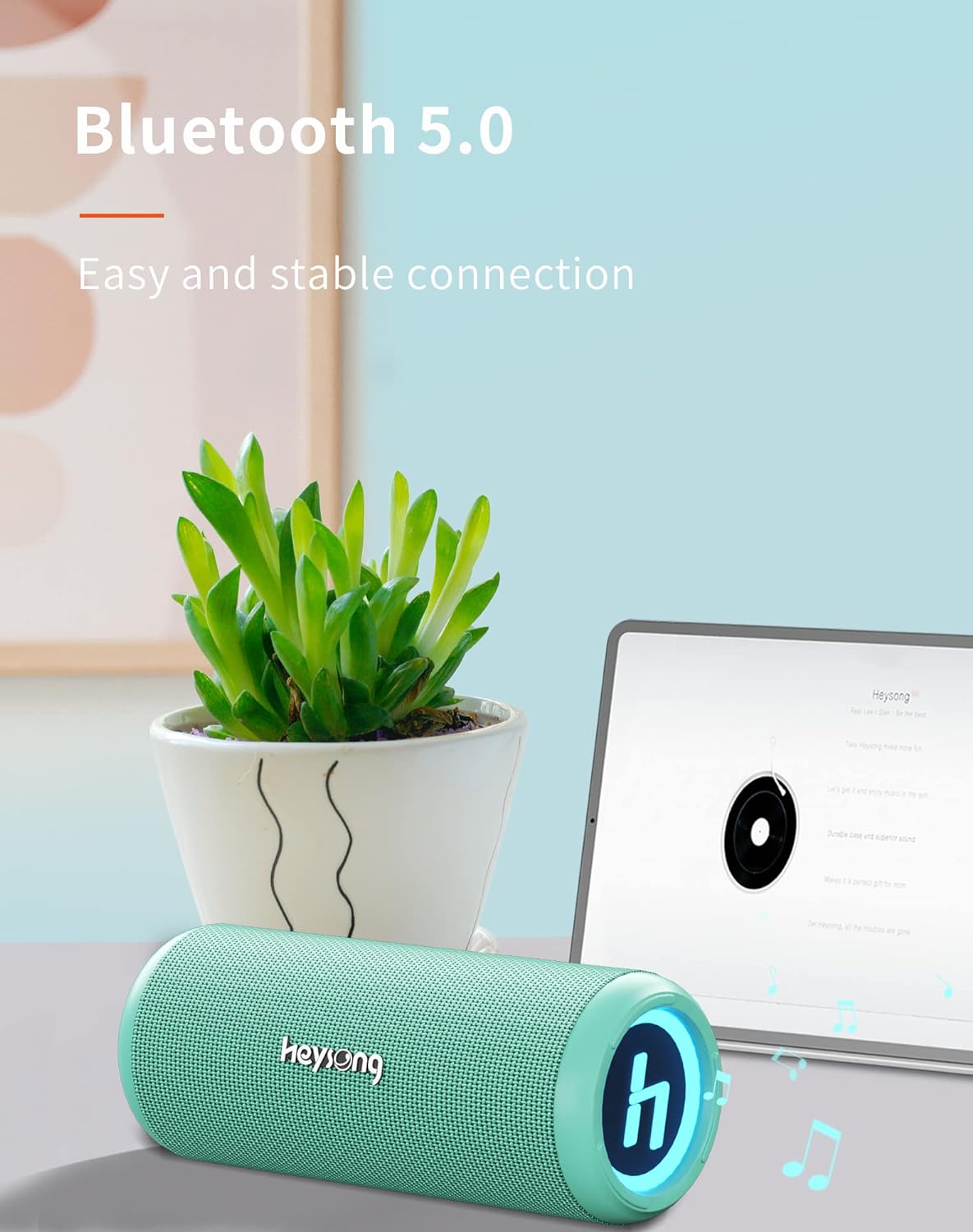 HEYSONG Bluetooth Speaker, Waterproof Portable Wireless Bluetooth Speakers with Led Light, 20W Loud Sound, TF Card, USB Playback, Pool Accessories for Kayak, Boat, Outdoor, Camping, Gifts for Men