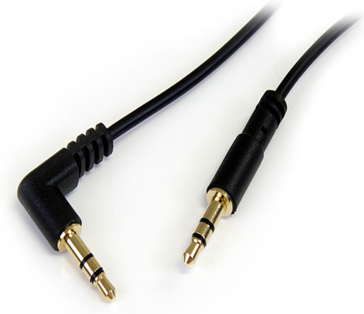StarTech.com MU1MMSRA 1 feet Slim 3.5mm to Right Angle Stereo Audio Cable - M/M